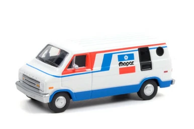 MOPARĀ 1976 Dodge B-100, Red With White And Blue - Greenlight 35200C/48 - 1/64 Scale Diecast Car