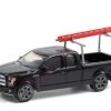 2017 Ford F-150 With Ladder Rack, Black - Greenlight 35200F/48 - 1/64 Scale Diecast Model Toy Car