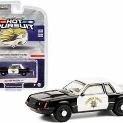 ModelToyCars California Highway Patrol 1982 Ford Mustang SSP, Black & White - Greenlight 42930, 1/64 Diecast Car