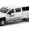 ModelToyCars 101 Running Indy 500 Presented By PennGrade Motor Oil Official Truck 2017 Chevy Silverado 3500 Dually, White - Greenlight 46060A/48 - 1/64 Scale Diecast Model Toy Car