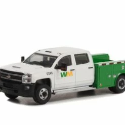 2018 Chevy Silverado 3500HD Dually Service Truck, White, Greenlight 46100C - 1/64 Scale Diecast Car