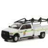 2018 Dodge Ram 3500 Dually Service Bed Truck, White - Greenlight 46100E - 1/64 Scale Diecast Car