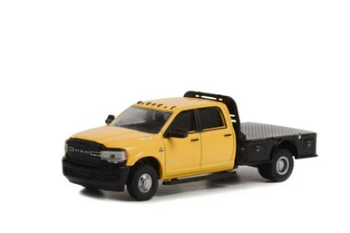 2020 Dodge Ram 3500 Tradesman Dually Flatbed, Yellow - Greenlight 46100F - 1/64 Scale Diecast Car