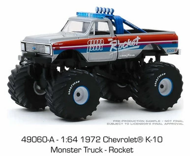 1972 Chevy K-100 Monster Truck, Kings Of Crunch - Rocket - Greenlight 49060A/48 - 1/64 Diecast Car