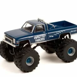 1987 Chevy Silverado Monster Truck, Wasted Wages - Greenlight 49100D 1/64 Scale Diecast Car