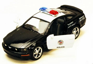 2006 Ford Mustang GT Police Car, Black - Kinsmart 5091DP - 1/38 Scale Diecast Model Toy Car