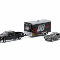 1967 Ford Mustang Eleanor Gone In Sixty W/ 2015 F-150 Car Hauler, Metallic Gray - Greenlight 51008 - 1/64 Scale Diecast Model Toy Car