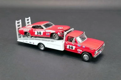 Greenlight 1969 Ford F-350 Ramp& #38 1969 Ford Mustang Trans Am, 51269 - 1/64 Scale Diecast Model Toy Car