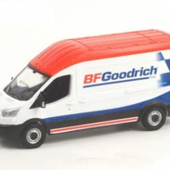 2017 Ford Transit LWB High Roof, White With Red And Blue - Greenlight 53040B 1/64 Scale Diecast Car