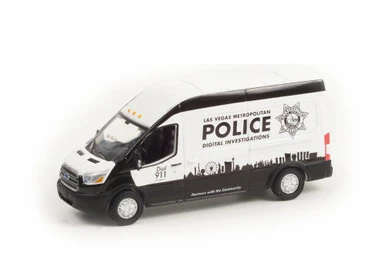 2019 Ford Transit LWB High Roof, White And Black - Greenlight 53040E 1/64 Scale Diecast Car