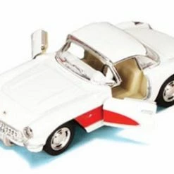 1957 Chevy Corvette, White - Kinsmart 5316D - 1/34 Scale Diecast Model Toy Car