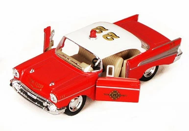 1957 Chevy Bel Air Fire Chief, Red - Kinsmart 5323D - 1/40 Diecast Car (Brand New, But NOT IN BOX)