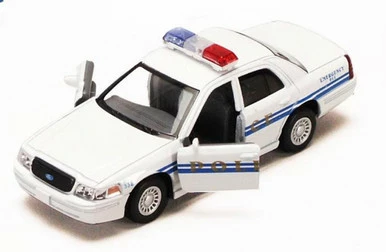 Ford Crown Victoria Police Interceptor, White - Kinsmart 5327/3D - 1/42 Scale Diecast Model Toy Car