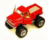1955 Chevy Stepside Pickup Truck W/Rubber Big Wheel, Red - Kinsmart 5330DB - 1/32 Scale Diecast Car