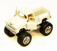 1955 Chevy Stepside Pickup Truck W/ Rubber Big Wheel, White - Kinsmart 5330DB - 1/32 Diecast Car