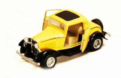 1932 Ford 3-Window Coupe, Yellow - Kinsmart 5332D - 1/34 Diecast Car (Brand New, But NOT IN BOX)