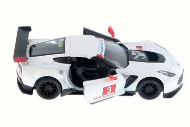 Chevy Corvette C7 Race Car #3, White W/ Decals - Kinsmart 5397D - 1/36 Scale Diecast Model Toy Car