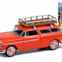 1955 Chevy Nomad With Roof Rack - Bruce Moose, Orange - Greenlight 54050A/48 - 1/64 Diecast Car
