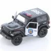 2018 Jeep Wrangler Rubicon Police Hard Top, Black And White - Kinsmart 5412DP - 1/34 Diecast Car