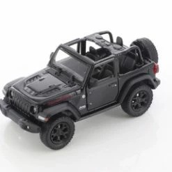 2018 Jeep Wrangler Rubicon Open Top, Black - Kinsmart 5412DA/BK - 1/34 Scale Diecast Model Toy Car