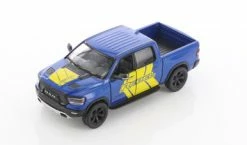 2019 Dodge Ram 1500 Pick-Up Truck W/ Rebel Decals, Blue - Kinsmart 5413DF - 1/46 Scale Diecast Car