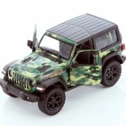2018 Jeep Wrangler Rubicon, Camo Green Kinsmart 5420DAB 1/34 Scale Diecast Model Car