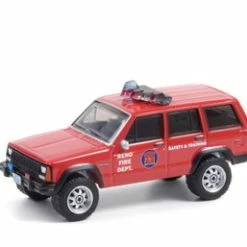 Reno Fire Department (Nevada) 1990 Jeep Cherokee, Red - Greenlight 67010D/48 - 1/64 Diecast Car