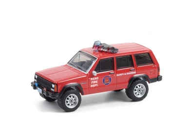 Reno Fire Department (Nevada) 1990 Jeep Cherokee, Red - Greenlight 67010D/48 - 1/64 Diecast Car