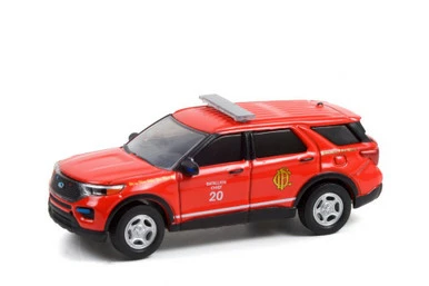 Chicago Fire Department (Illinois) 2020 Ford Police Interceptor Utility Battalion Chief, Red - Greenlight 67010F/48 - 1/64 Scale Diecast Model Toy Car