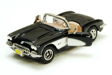Motor Max 1959 Chevy Corvette Convertible, Black - Motormax 73216 - 1/24 Scale Diecast Model Toy Car