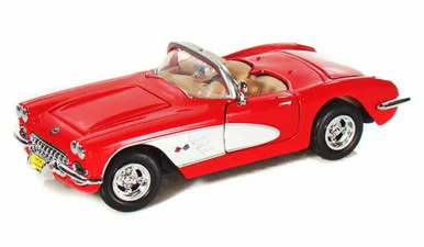 Motor Max 1959 Chevy Corvette Convertible, Red - Motormax 73216 - 1/24 Scale Diecast Model Toy Car