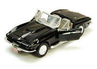 Motor Max 1967 Chevy Corvette Convertible, Black - Showcasts 73224 - 1/24 Scale Diecast Model Toy Car