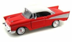 Motor Max 1957 Chevrolet Belair, Red - Motormax 73228 - 1/24 Scale Diecast Model Toy Car