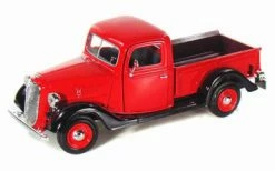 Motor Max 1937 Ford Pick Up Truck, Red With Black - Showcasts 73233 - 1/24 Scale Diecast Model Car