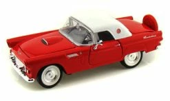Motor Max 1956 Ford Thunderbird Closed Convertible, Red - Motormax 73312 - 1/24 Scale Diecast Model Toy Car