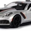 2019 Chevy Corvette ZR1 #2, Silver - Motor Max 73785SV - 1/24 Scale Diecast Model Toy Car