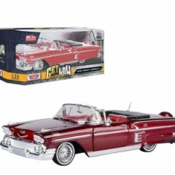 1958 Chevy Impala Convertible, Red - Motor Max 79025MRD - 1/24 Scale Diecast Model Toy Car