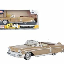 1958 Chevy Impala Convertible, Tan - Motor Max 79025TBRN - 1/24 Scale Diecast Model Toy Car