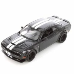 2018 Dodge Challenger SRT Hellcat Widebody, Black W/Stripes - Showcasts 79350M - 1/24 Diecast Car