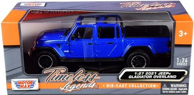 2021 Jeep Gladiator Overland (Open Top), Blue - Motor Max 79367BU - 1/27 Scale Diecast Model Toy Car