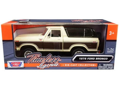 1978 Ford Bronco Ranger XLT W/Spare Tire, Cream/Brown - Motor Max 79371 - 1/24 Scale Diecast Car