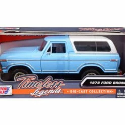 1978 Ford Bronco Custom, Light Blue - Motor Max 79373WBU - 1/24 Scale Diecast Model Toy Car