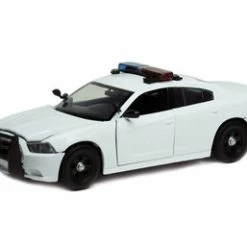 2011 Dodge Charger Pursuit Unmarked W/ Lights & Sounds, White - Motor Max 79532 - 1/24 Diecast Car