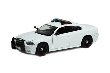2011 Dodge Charger Pursuit Unmarked W/ Lights & Sounds, White - Motor Max 79532 - 1/24 Diecast Car