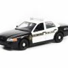 2011 Ford Crown Victoria Interceptor, Black & White - Greenlight 84124 - 1/24 Scale Diecast Car