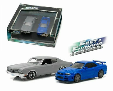 1970 Chevy Chevelle & 2002 Nissan Skyline GT-R, Fast & Furious, Greenlight 86252 - 1/43 Diecast Car 1 1970 Chevy Chevelle & 2002 Nissan Skyline GT-R, Fast & Furious, Greenlight 86252 - 1/43 Diecast Car