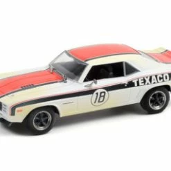 Texaco 1969 Chevy Camaro RS, White And Orange - Greenlight 86344 - 1/43 Scale Diecast Model Toy Car