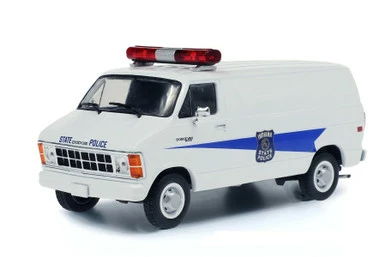 ModelToyCars Indiana State Police 1980 Dodge Ram B250 Van, White - Greenlight 86599 - 1/43 Scale Diecast Car