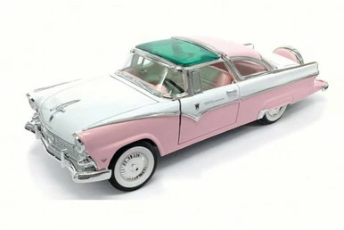 Lucky Road Signature 1955 Ford Crown Victoria, Pink - Lucky 92138 - 1/18 Scale Diecast Model Toy Car