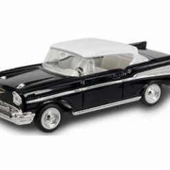 Lucky Road Signature 1957 Chevy Bel Air, Black W/ White - Road Signature 94201BK - 1/43 Scale Diecast Model Toy Car